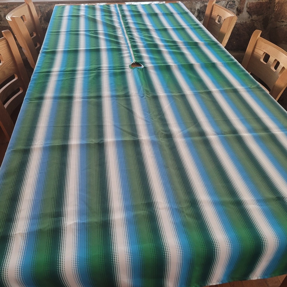 80x60 Outdoor Umbrella Tablecloth Green Blue White Polyester Spring Party